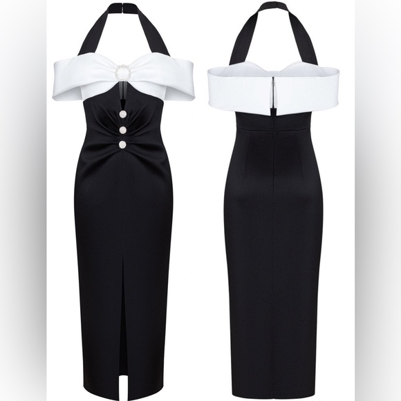 Rasario | Dresses | Rasario Cutout Draped Satin Midi Dress | Poshmark